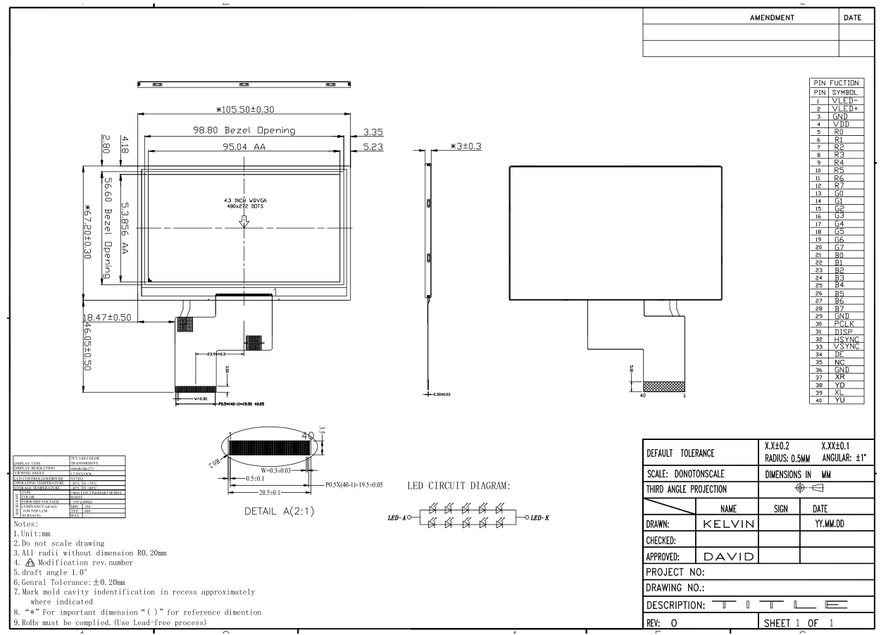 4.3寸lcd液晶显示屏图纸